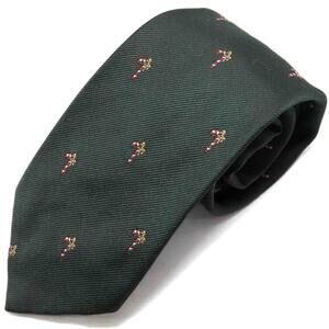 Vintage Retro Zareh Green Christmas Candy Cane 60's 70's Necktie Neck Tie